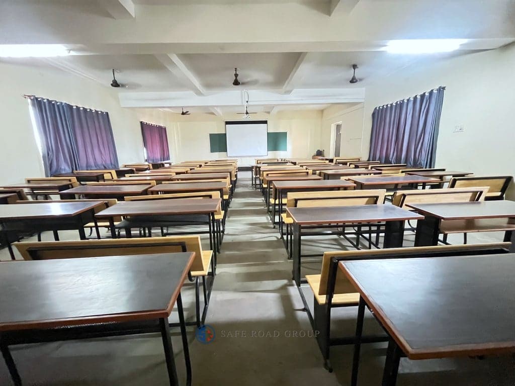 The classroom block, laid out for a batch