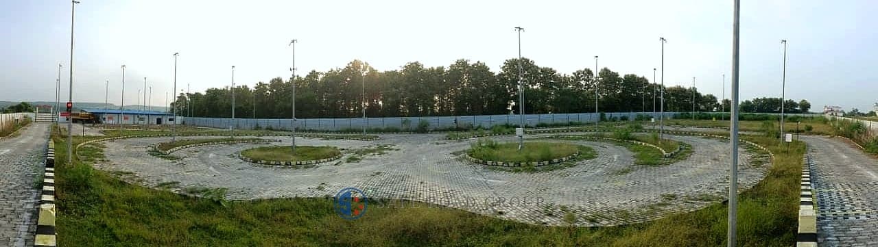 The figure-of-eight automated test track, photographed across the full circuit